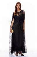 Sappho Black Semi-Sheer Lace Maxi Dress - Aura Muse