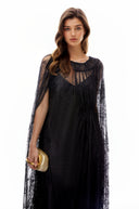 Sappho Black Semi-Sheer Lace Maxi Dress - Aura Muse