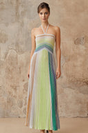 Serafina Metallic Knit Backless Maxi Dress - Aura Muse