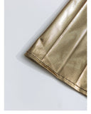 Seraphina Gold One - Shoulder Pleated Metallic Maxi Gown - Aura Muse