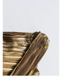 Seraphina Gold One - Shoulder Pleated Metallic Maxi Gown - Aura Muse
