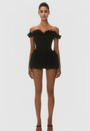 Séraphine Black Floral Corset & Skirt Set With Sequined - Aura Muse