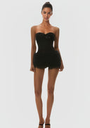 Séraphine Black Floral Corset & Skirt Set With Sequined - Aura Muse