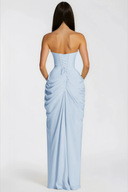 Seraphine Blue Ruched Maxi Dress with Cross Front - Aura Muse