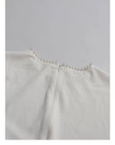 Serena White Pearl Embellished Cape Sleeve Maxi Gown - Aura Muse