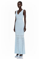 Séverine Blue Embellished Mermaid Knit Maxi Dress - Aura Muse