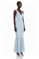 Séverine Blue Embellished Mermaid Knit Maxi Dress - Aura Muse