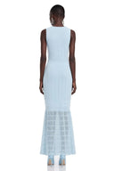 Séverine Blue Embellished Mermaid Knit Maxi Dress - Aura Muse