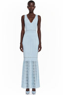 Séverine Blue Embellished Mermaid Knit Maxi Dress - Aura Muse