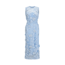 Sézane Blue Floral - Appliqué Midi Dress - Aura Muse