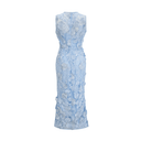 Sézane Blue Floral - Appliqué Midi Dress - Aura Muse