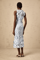 Sézane Blue Floral - Appliqué Midi Dress - Aura Muse