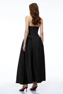 Sibylla Black Halterneck Maxi Dress with Pearl Trim - Aura Muse