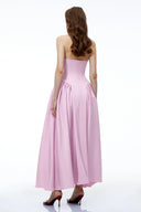 Sibylla Pink Halterneck Maxi Dress with Pearl Trim - Aura Muse