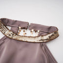 Sienna Brown Cold Shoulder Embellished Mini Dress - Aura Muse