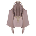 Sienna Brown Cold Shoulder Embellished Mini Dress - Aura Muse