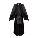 Sienna Rae Satin Pleat Maxi Dress in Black - Aura Muse