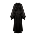Sienna Rae Satin Pleat Maxi Dress in Black - Aura Muse