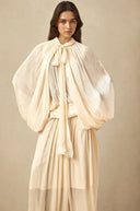 Sienna Rae Satin Pleat Maxi Dress in Neutrals - Aura Muse