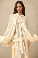 Sienna Rae Satin Pleat Maxi Dress in Neutrals - Aura Muse