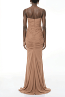 Silvana Camel Pleated Cape & 3D Floral Appliqué Dress Set - Aura Muse