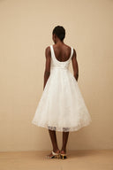 Silvana White Floral Lace Midi Dress - Aura Muse