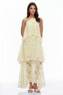 Sloane Cream Halterneck Lace Maxi Dress - Aura Muse