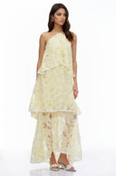 Sloane Cream Halterneck Lace Maxi Dress - Aura Muse