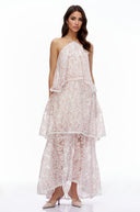 Sloane Pink Halterneck Lace Maxi Dress - Aura Muse