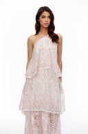 Sloane Pink Halterneck Lace Maxi Dress - Aura Muse