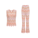 Sloane Pink Zigzag Pointelle Knit Matching Set - Aura Muse