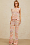 Sloane Pink Zigzag Pointelle Knit Matching Set - Aura Muse