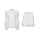 Solène faux - flower cut - out blouse & shorts matching set - Aura Muse
