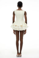 Stella White Square Neck Ruffled Mini Dress - Aura Muse