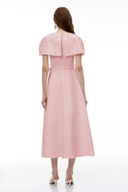 Sujata Pink Embellished Midi Dress with Cape - Aura Muse