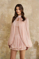Suzanne Pink Glossy Cape & Dress Set - Aura Muse