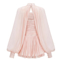 Suzanne Pink Glossy Cape & Dress Set - Aura Muse