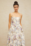 Suzanne White Floral Print Midi Dress - Aura Muse