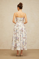 Suzanne White Floral Print Midi Dress - Aura Muse