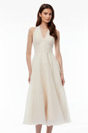 Svetlana White Lace Sweetheart Midi Dress - Aura Muse