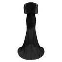 Sylvia Black Asymmetrical Ruched Mesh Maxi Dress - Aura Muse