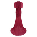 Sylvia Red Asymmetrical Ruched Mesh Maxi Dress - Aura Muse