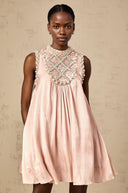 Sylvie pink embellished pleated mini dress - Aura Muse