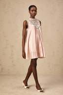 Sylvie pink embellished pleated mini dress - Aura Muse