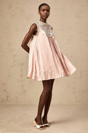 Sylvie pink embellished pleated mini dress - Aura Muse