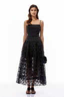 Tamsin Black Ruched Lace Maxi Dress - Aura Muse