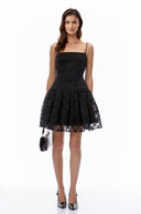 Tamsin Black Ruched Lace Mini Dress - Aura Muse