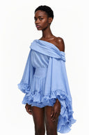 Tatienne Sky Blue Off Shoulder Top & Skirt Set - Aura Muse