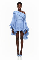 Tatienne Sky Blue Off Shoulder Top & Skirt Set - Aura Muse