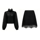 Taylor Black Lace Blouse & Skirt Set - Aura Muse